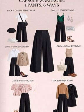 & Other Stories Black Wide-Leg Culotte Pants